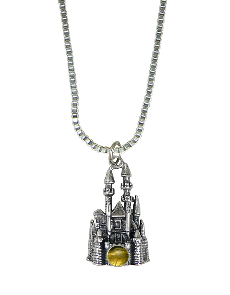 Sterling Silver 3D Queen's Castle Charm With Citrine